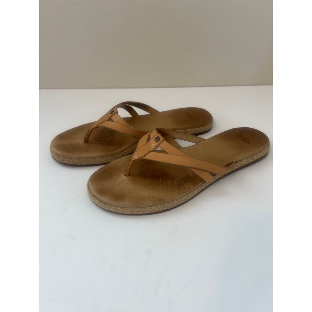 UGG WOMENS ANNICE FLIP FLOP SANDALS THONG TAN LEATHER SIZE 7-71/2